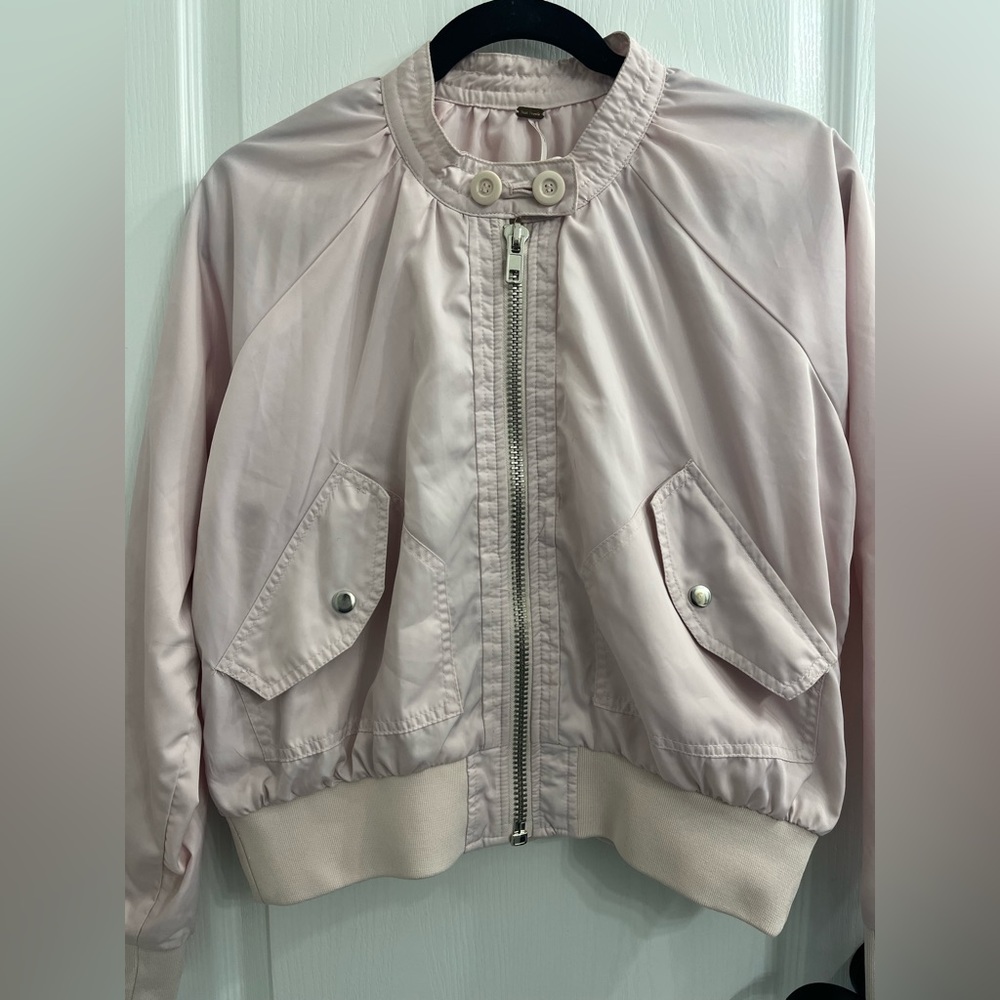 Free People Light Blush Pink Midnight Bomber Jacket - Picture 2 of 7